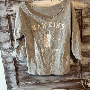 Hawkins Middle School Kids Long Sleeve Top in Gray